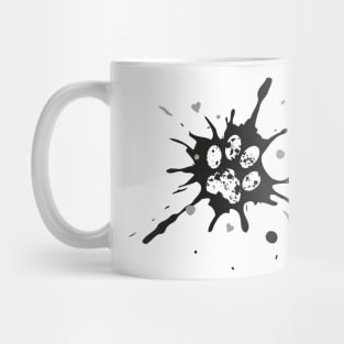 Dog Paw Paint Splash - Black Mug